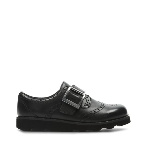 Clarks Girls Crown Pride School Shoes Black | USA-5984621